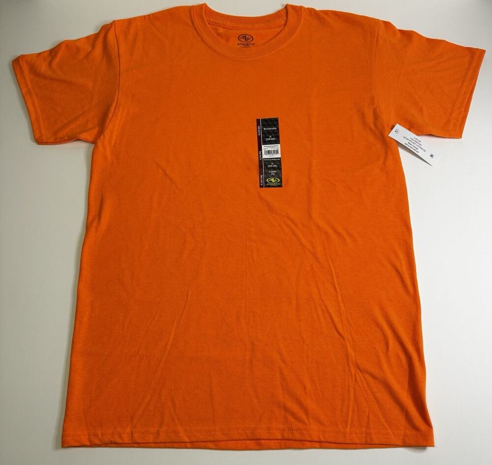Athletic Works Loose Fit T-Shirt | Breathable Cotton Blend | Orange | Men’s SM